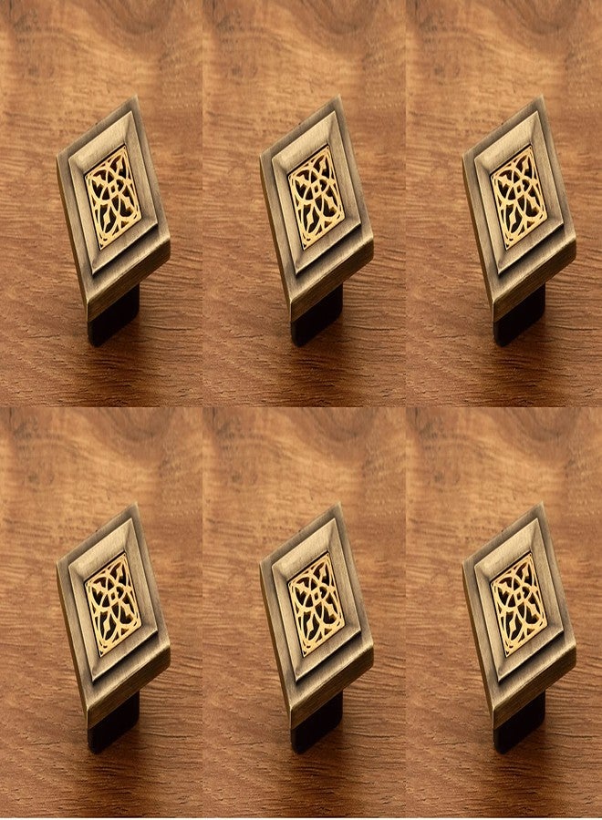 HARMONUS Knobs for Drawer & Cabinets Set Knob, Antique Brass Wardrobe Kitchen Door Pull Handle Knobs Square Shape Drawer Knob - (KNOBS-158 - Pack of 6) - Image 1